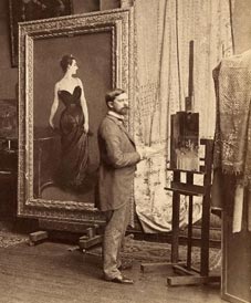 Der Maler John Singer-Sargent vor seiner Atelierstaffelei